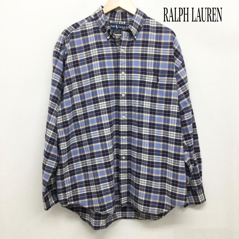 ラルフローレン RALPHLAUREN シャツ、ブラウス 長袖 ポロラルフローレン 長袖シャツ　BIG SHIRT L チェック 紺 / ネイビー / navy メンズ USED 古着 中古 50163098