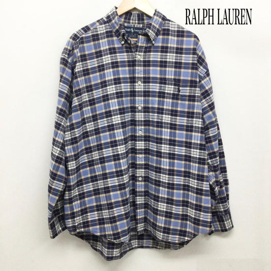 ラルフローレン RALPHLAUREN シャツ、ブラウス 長袖 ポロラルフローレン 長袖シャツ　BIG SHIRT L チェック 紺 / ネイビー / navy メンズ USED 古着 中古 50163098