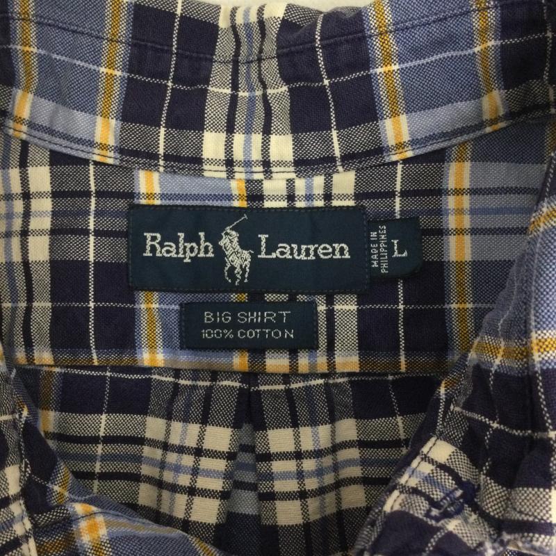 ラルフローレン RALPHLAUREN シャツ、ブラウス 長袖 ポロラルフローレン 長袖シャツ　BIG SHIRT L チェック 紺 / ネイビー / navy メンズ USED 古着 中古 50163098