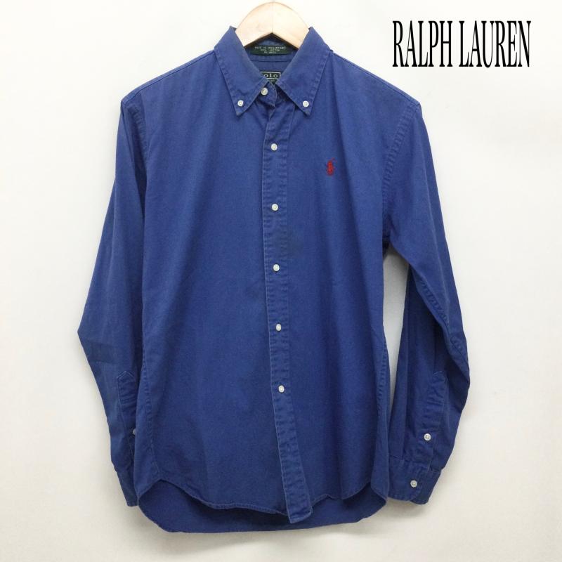 ラルフローレン RALPHLAUREN シャツ、ブラウス 長袖 ポロラルフローレン 長袖シャツ　ボタンダウン L 無地 青 / ブルー / blue レディース USED 古着 中古 50163099