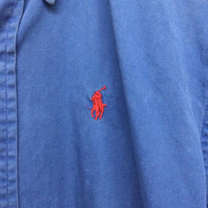 ラルフローレン RALPHLAUREN シャツ、ブラウス 長袖 ポロラルフローレン 長袖シャツ　ボタンダウン L 無地 青 / ブルー / blue レディース USED 古着 中古 50163099