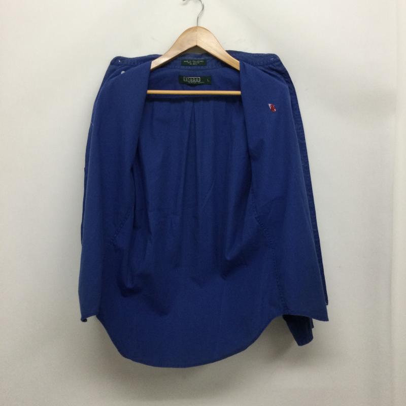 ラルフローレン RALPHLAUREN シャツ、ブラウス 長袖 ポロラルフローレン 長袖シャツ　ボタンダウン L 無地 青 / ブルー / blue レディース USED 古着 中古 50163099