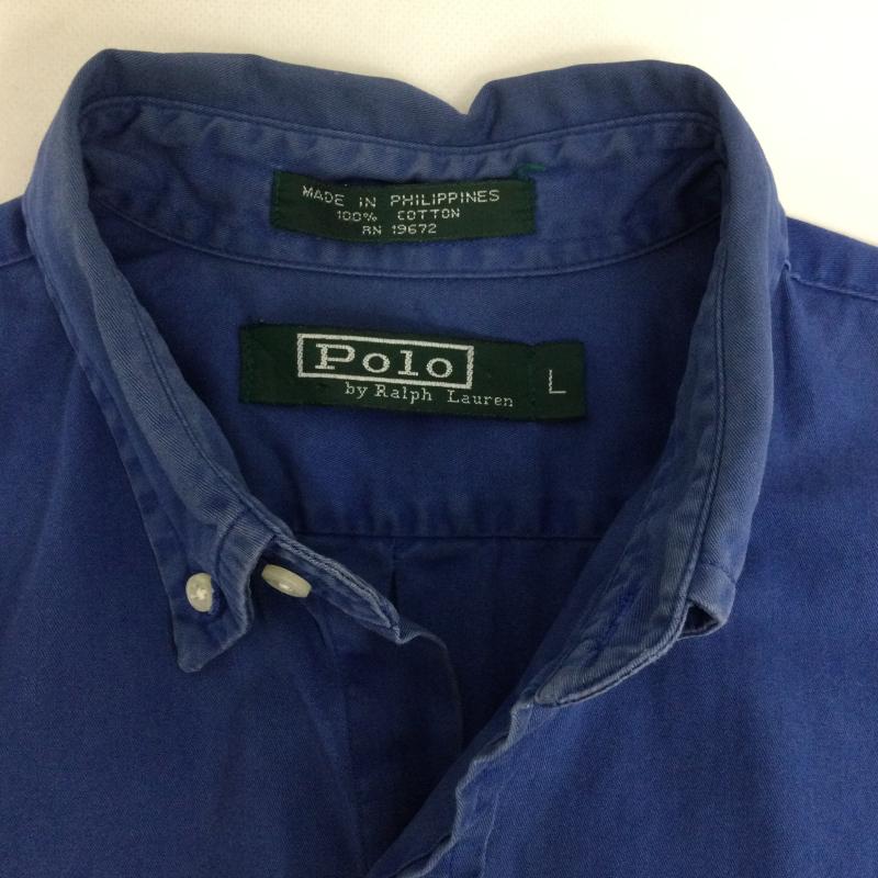 ラルフローレン RALPHLAUREN シャツ、ブラウス 長袖 ポロラルフローレン 長袖シャツ　ボタンダウン L 無地 青 / ブルー / blue レディース USED 古着 中古 50163099
