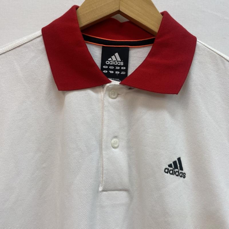アディダス adidas ポロシャツ 半袖 ポロシャツ ゴルフ ウェア 半袖 ブランド ワンポイント ロゴ 刺繍 L 無地 X ワンポイント X ロゴ、文字 白 / ホワイト / white X 赤 / レッド / red メンズ USED 古着 中古 50163106