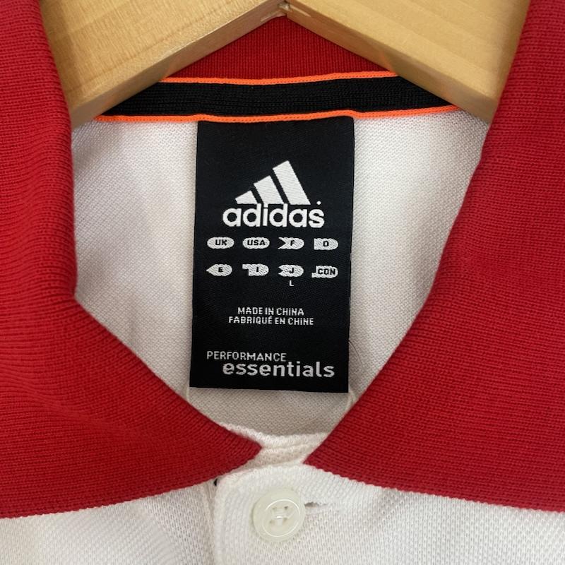 アディダス adidas ポロシャツ 半袖 ポロシャツ ゴルフ ウェア 半袖 ブランド ワンポイント ロゴ 刺繍 L 無地 X ワンポイント X ロゴ、文字 白 / ホワイト / white X 赤 / レッド / red メンズ USED 古着 中古 50163106