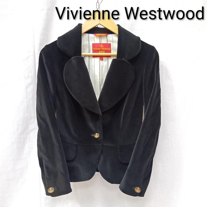 ヴィヴィアン ウエストウッド レッドレーベル Vivienne Westwood red label ジャケット、上着 ジャケット、ブレザー ラブジャケット ベロア 1つボタン シングル ウエストマーク ブラック オーブボタン 1 無地 黒 / ブラック / black レディース USED 古着 中古 50163113