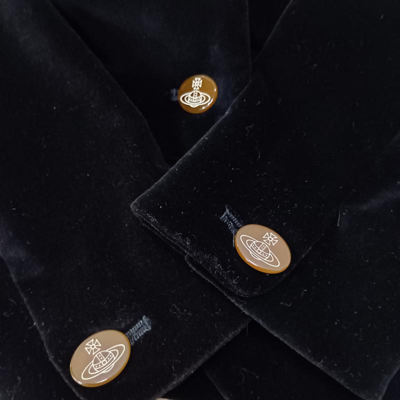 ヴィヴィアン ウエストウッド レッドレーベル Vivienne Westwood red label ジャケット、上着 ジャケット、ブレザー ラブジャケット ベロア 1つボタン シングル ウエストマーク ブラック オーブボタン 1 無地 黒 / ブラック / black レディース USED 古着 中古 50163113