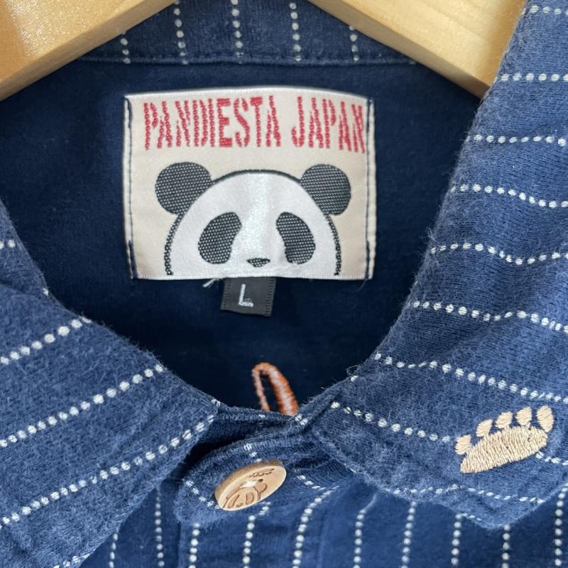ＵＳＥＤ古着 USED/古着 シャツ、ブラウス 半袖 PANDIESTA パンディエスタ パンダ 刺繍 迷彩 柄 胸ポケット ピンストライプ 半袖 シャツ L ストライプ X キャラクター X 刺繍 紺 / ネイビー / navy メンズ USED 古着 中古 50163115