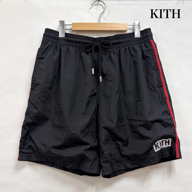 キス KITH パンツ ショートパンツ ナイロンショーツ サイドライン ロゴ プリント ショートパンツ アクティブ M ロゴ、文字 X プリント 黒 / ブラック / black X 赤 / レッド / red メンズ USED 古着 中古 50163120