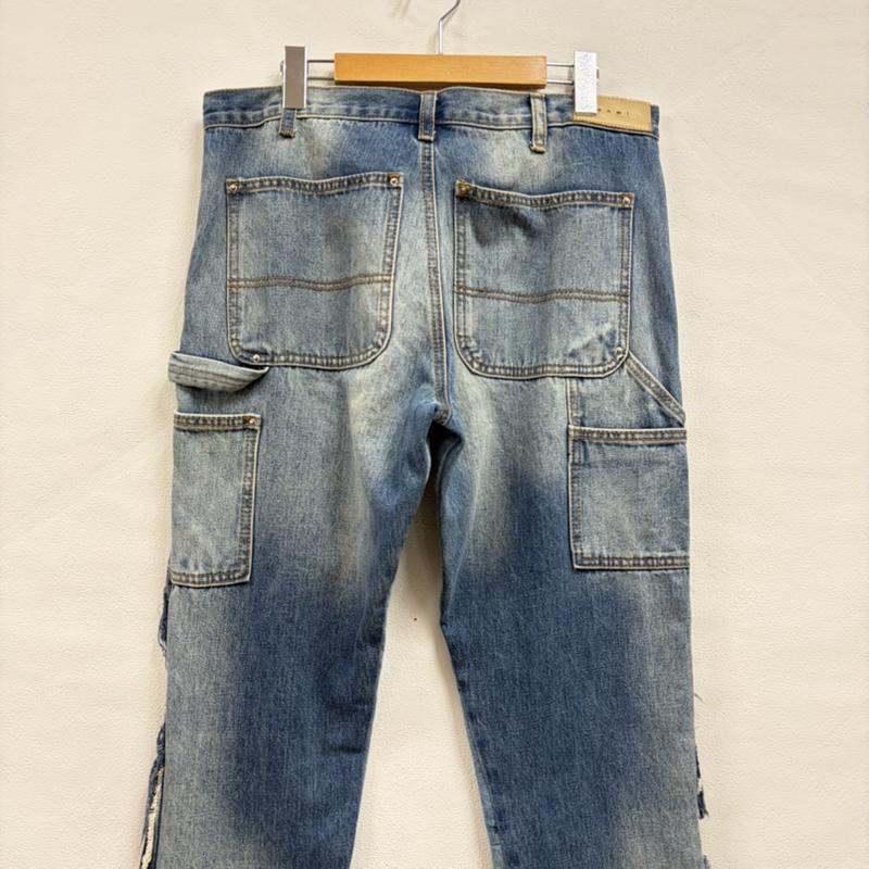 ミニマル mnml パンツ デニム、ジーンズ ダブルニー フレア デニム パンツ パッチワーク ワーク 32インチ 無地 青 / ブルー / blue X インディゴ / インディゴ / Indigo メンズ USED 古着 中古 50163124
