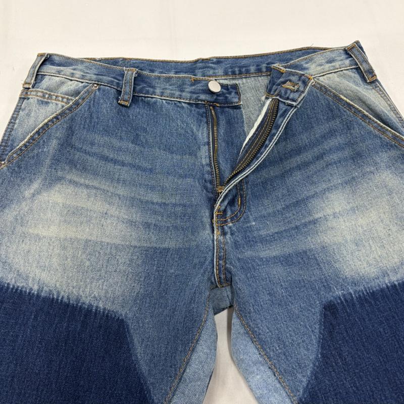 ミニマル mnml パンツ デニム、ジーンズ ダブルニー フレア デニム パンツ パッチワーク ワーク 32インチ 無地 青 / ブルー / blue X インディゴ / インディゴ / Indigo メンズ USED 古着 中古 50163124