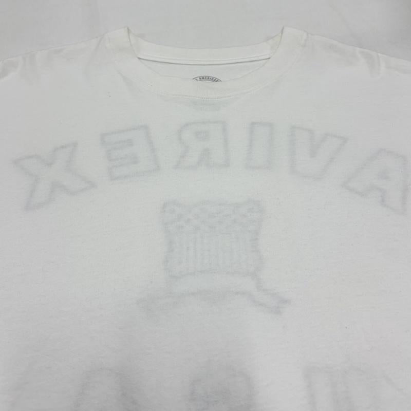 アヴィレックス AVIREX Tシャツ 半袖 50 anniversary アニバーサリー バーシティ カモ 迷彩 ロゴ 半袖 Tシャツ USA XL ロゴ、文字 X 刺繍 白 / ホワイト / white X カーキ / カーキ / khaki メンズ USED 古着 中古 50163126
