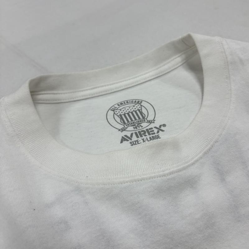 アヴィレックス AVIREX Tシャツ 半袖 50 anniversary アニバーサリー バーシティ カモ 迷彩 ロゴ 半袖 Tシャツ USA XL ロゴ、文字 X 刺繍 白 / ホワイト / white X カーキ / カーキ / khaki メンズ USED 古着 中古 50163126