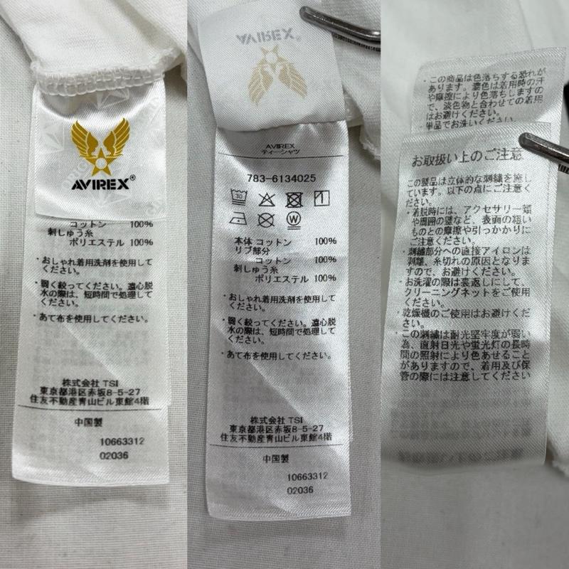 アヴィレックス AVIREX Tシャツ 半袖 50 anniversary アニバーサリー バーシティ カモ 迷彩 ロゴ 半袖 Tシャツ USA XL ロゴ、文字 X 刺繍 白 / ホワイト / white X カーキ / カーキ / khaki メンズ USED 古着 中古 50163126
