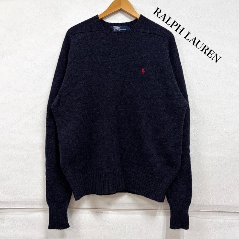 ポロラルフローレン POLO RALPH LAUREN ニット、セーター 長袖 長袖 クルーネック セーター ポニー刺繡 ニット ウール L ワンポイント X ロゴ、文字 X 刺繍 紺 / ネイビー / navy X 赤 / レッド / red メンズ USED 古着 中古 50163128