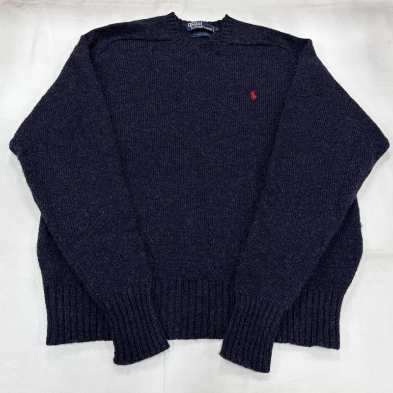 ポロラルフローレン POLO RALPH LAUREN ニット、セーター 長袖 長袖 クルーネック セーター ポニー刺繡 ニット ウール L ワンポイント X ロゴ、文字 X 刺繍 紺 / ネイビー / navy X 赤 / レッド / red メンズ USED 古着 中古 50163128