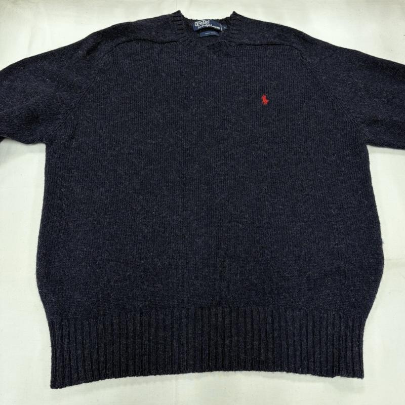 ポロラルフローレン POLO RALPH LAUREN ニット、セーター 長袖 長袖 クルーネック セーター ポニー刺繡 ニット ウール L ワンポイント X ロゴ、文字 X 刺繍 紺 / ネイビー / navy X 赤 / レッド / red メンズ USED 古着 中古 50163128