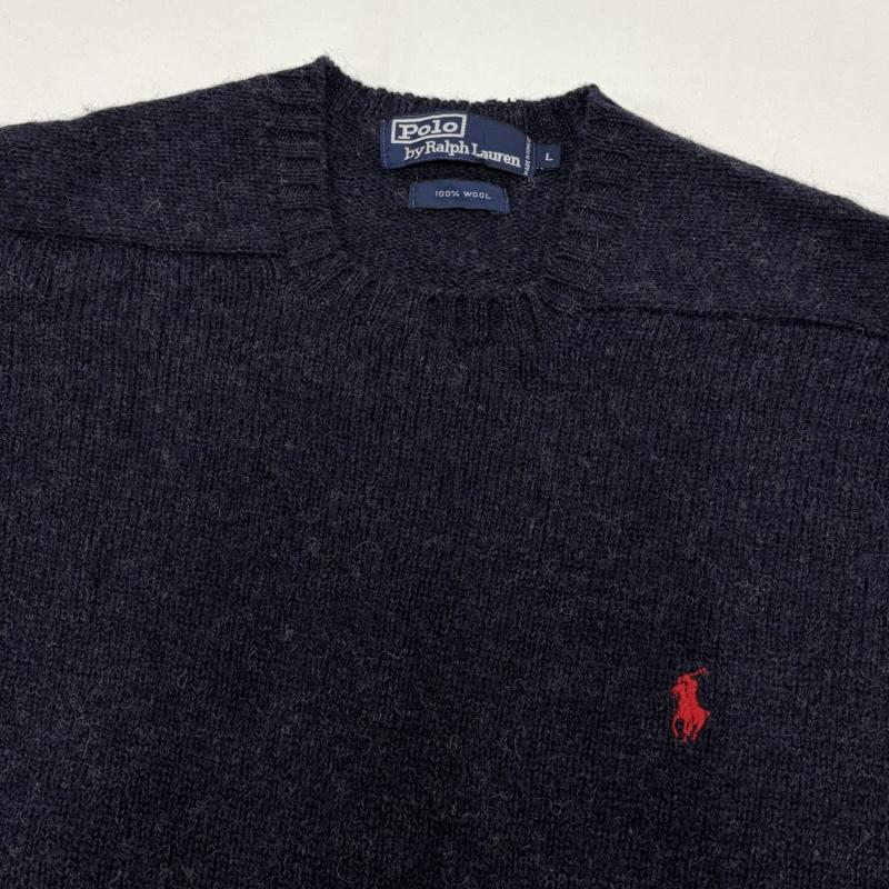 ポロラルフローレン POLO RALPH LAUREN ニット、セーター 長袖 長袖 クルーネック セーター ポニー刺繡 ニット ウール L ワンポイント X ロゴ、文字 X 刺繍 紺 / ネイビー / navy X 赤 / レッド / red メンズ USED 古着 中古 50163128
