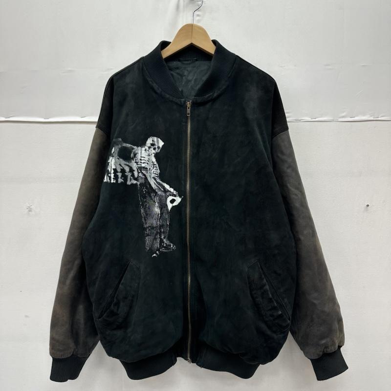 古着 USED ジャケット、上着 ジャンパー、ブルゾン GECKO プリント レザー ジャケット スタジャン - 黒 / ブラック / black メンズ USED 古着 中古 50163133