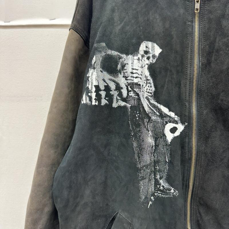 古着 USED ジャケット、上着 ジャンパー、ブルゾン GECKO プリント レザー ジャケット スタジャン - 黒 / ブラック / black メンズ USED 古着 中古 50163133