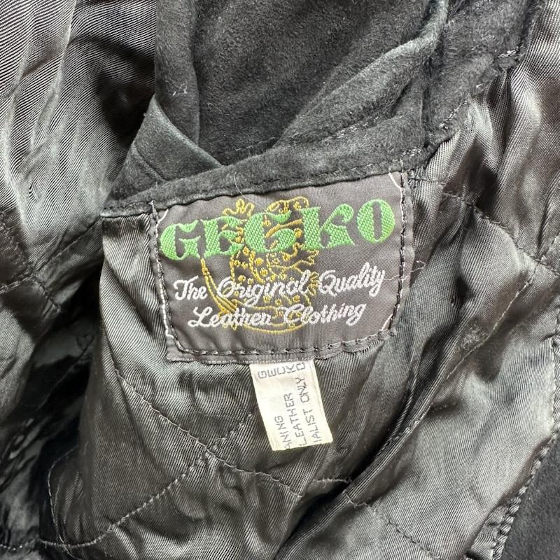 古着 USED ジャケット、上着 ジャンパー、ブルゾン GECKO プリント レザー ジャケット スタジャン - 黒 / ブラック / black メンズ USED 古着 中古 50163133