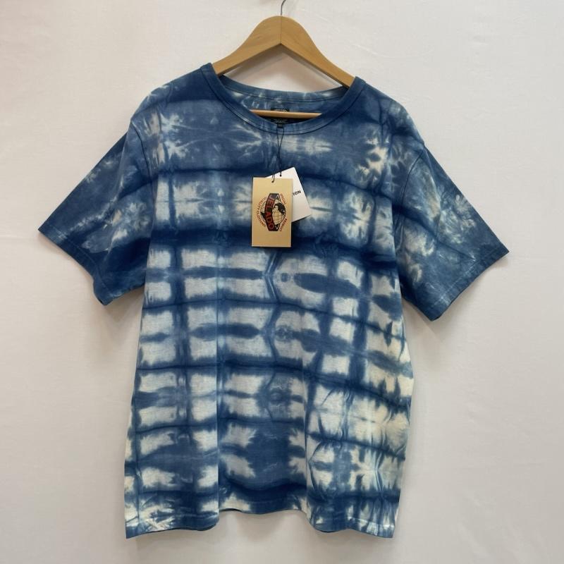 ジェラード JELADO Tシャツ 半袖 インディゴ 染め タイダイ ボーダー Tシャツ 絞り染め デザイン タグ付き 42 総柄 青 / ブルー / blue X 白 / ホワイト / white メンズ USED 古着 中古 50163134