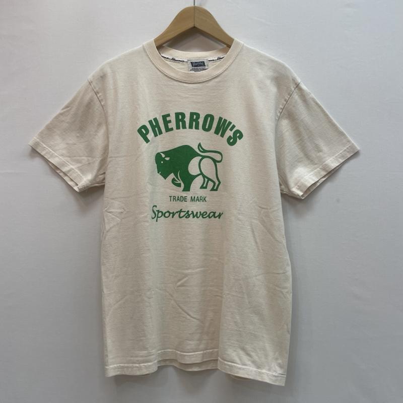 フェローズ Pherrow s Tシャツ 半袖 Tシャツ バッファロー ロゴ プリント 40 キャラクター X ロゴ、文字 X プリント アイボリー / アイボリー / X 緑 / グリーン / green メンズ USED 古着 中古 50163136