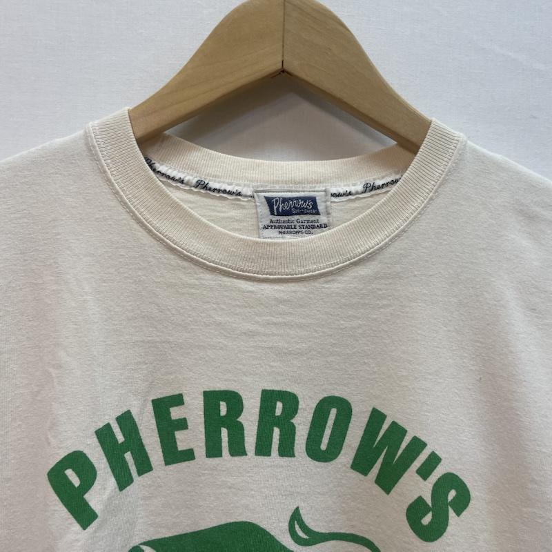 フェローズ Pherrow s Tシャツ 半袖 Tシャツ バッファロー ロゴ プリント 40 キャラクター X ロゴ、文字 X プリント アイボリー / アイボリー / X 緑 / グリーン / green メンズ USED 古着 中古 50163136