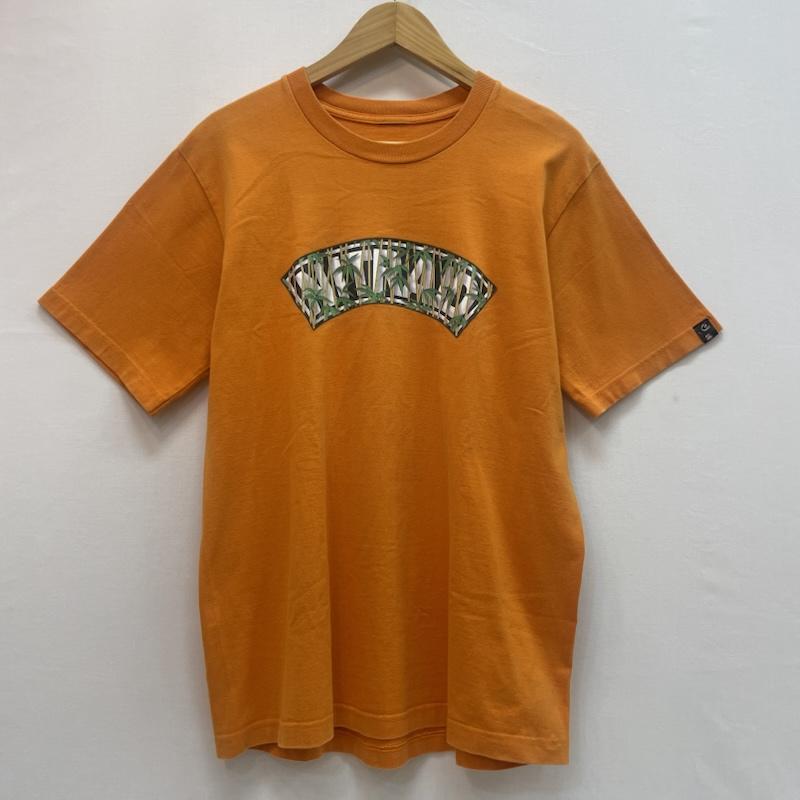 ナイトレイド nitraid Tシャツ 半袖 00s Arch Bamboo Logo 竹 グラフィック Tシャツ - 無地 X ボーダー柄 橙 / オレンジ / orange メンズ USED 古着 中古 50163137