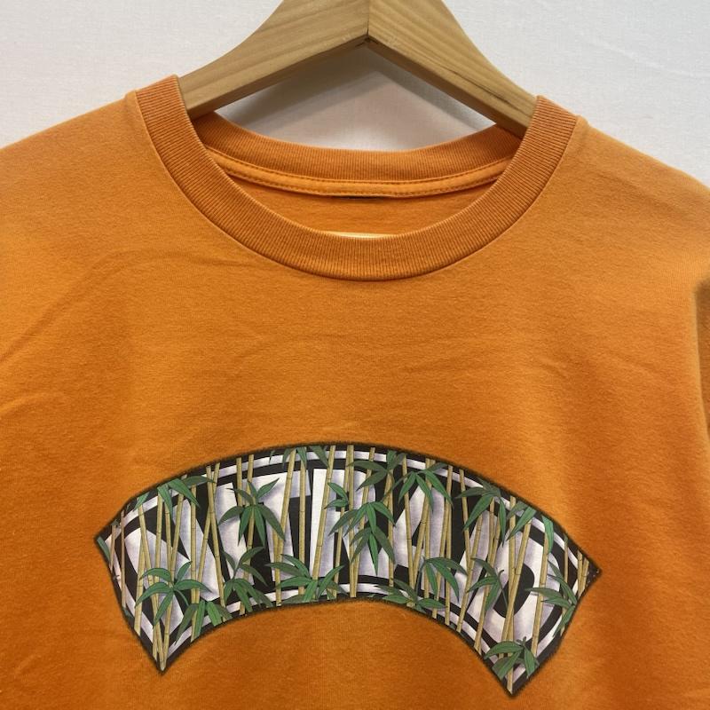 ナイトレイド nitraid Tシャツ 半袖 00s Arch Bamboo Logo 竹 グラフィック Tシャツ - 無地 X ボーダー柄 橙 / オレンジ / orange メンズ USED 古着 中古 50163137