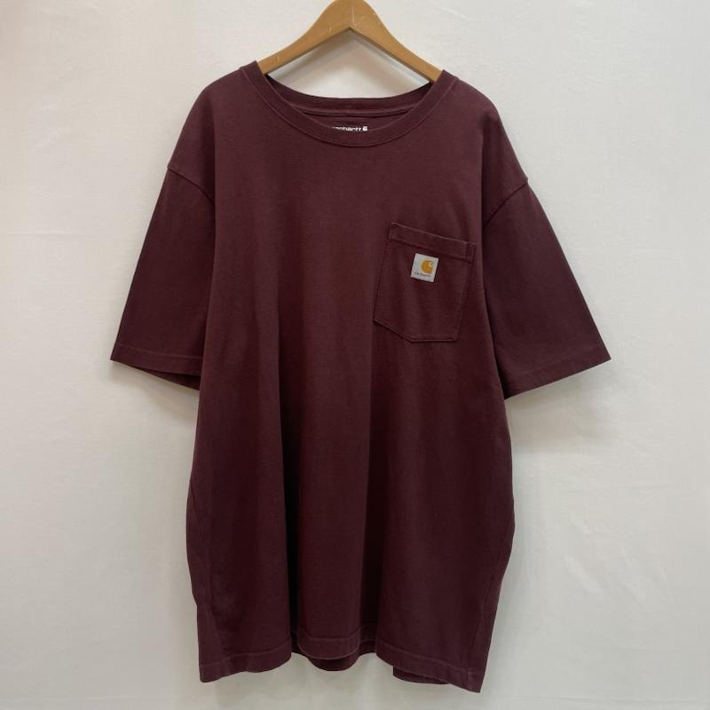 カーハート Carhartt Tシャツ 半袖 半袖 Tシャツ 胸元 ブランド ロゴ パッチ 付き ポケット ルーズフィット L 無地 X ワンポイント X ロゴ、文字 えんじ / ワインレッド / dark red メンズ USED 古着 中古 50163140