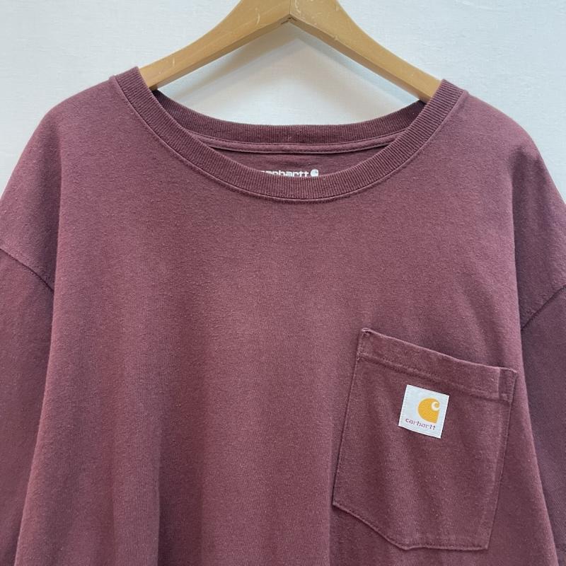 カーハート Carhartt Tシャツ 半袖 半袖 Tシャツ 胸元 ブランド ロゴ パッチ 付き ポケット ルーズフィット L 無地 X ワンポイント X ロゴ、文字 えんじ / ワインレッド / dark red メンズ USED 古着 中古 50163140