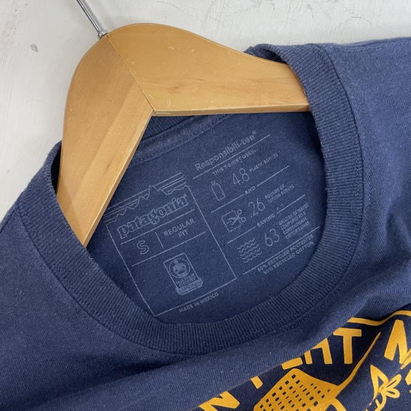 パタゴニア patagonia Tシャツ 半袖 YOU CAN T EAT MONEY Tシャツ フロント ロゴ S 無地 X ロゴ、文字 X プリント 紺 / ネイビー / navy X 黄 / イエロー / yellow メンズ USED 古着 中古 50163142