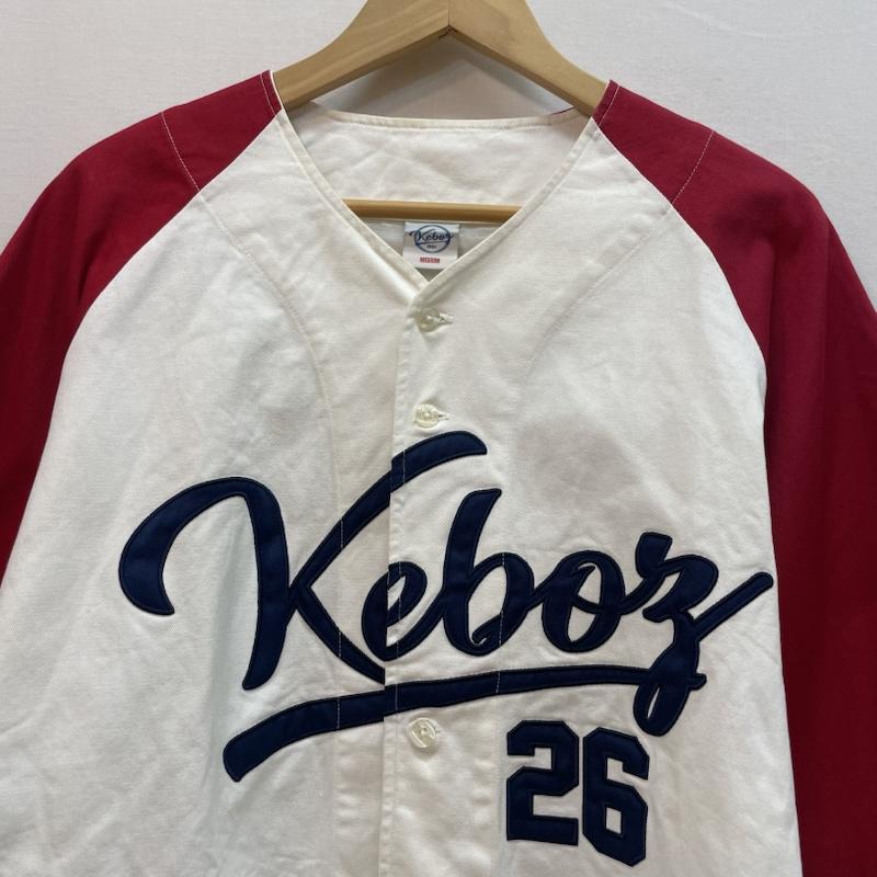 ケボズ KEBOZ シャツ、ブラウス 半袖 Keboz × FRO CLUB コラボ ゲームシャツ ベースボールシャツ M 無地 X ロゴ、文字 X 刺繍 白 / ホワイト / white X 赤 / レッド / red X 紺 / ネイビー / navy メンズ USED 古着 中古 50163148