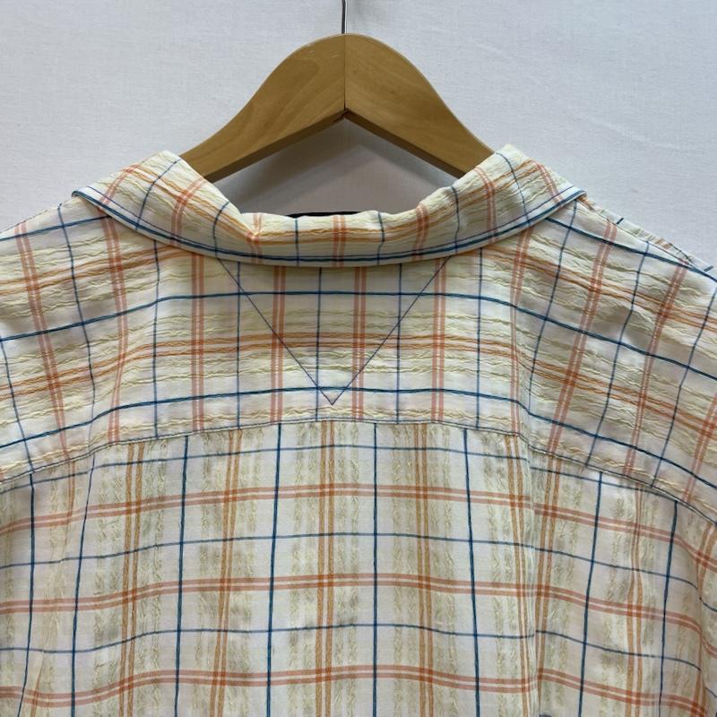トミー ジーンズ TOMMY JEANS シャツ、ブラウス 半袖 チェック柄 カジュアル シャツ 胸元 ブランド ロゴ パッチ 胸ポケット L チェック 白 / ホワイト / white X 黄 / イエロー / yellow X 橙 / オレンジ / orange メンズ USED 古着 中古 50163151