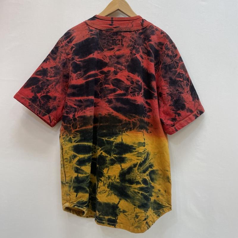 レフラー LEFLAH シャツ、ブラウス 半袖 タイダイ 染め ベースボール シャツ 星 刺繍 L 総柄 X 星 X 刺繍 赤 / レッド / red X 橙 / オレンジ / orange X 黄 / イエロー / yellow X 黒 / ブラック / black メンズ USED 古着 中古 50163152