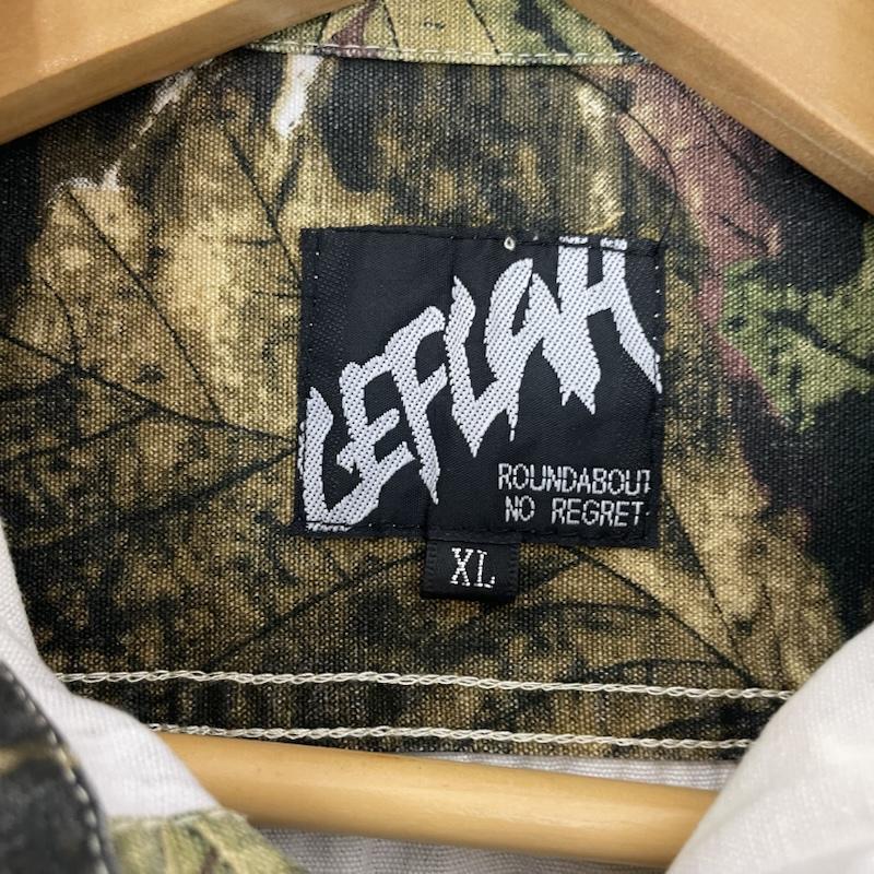レフラー LEFLAH シャツ、ブラウス 半袖 リアルツリーカモ 柄 半袖 ワーク シャツ ワンポイント ブランド ロゴ 刺繍 ミリタリー XL カモフラージュ柄・迷彩 緑 / グリーン / green X 茶 / ブラウン / brown メンズ USED 古着 中古 50163153