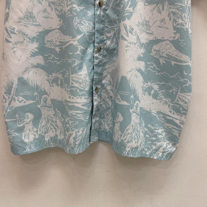 コロンビア Columbia シャツ、ブラウス 半袖 ハワイアン プリント シャツ PFG L 総柄 水色 / ライトブルー / X 白 / ホワイト / white メンズ USED 古着 中古 50163157