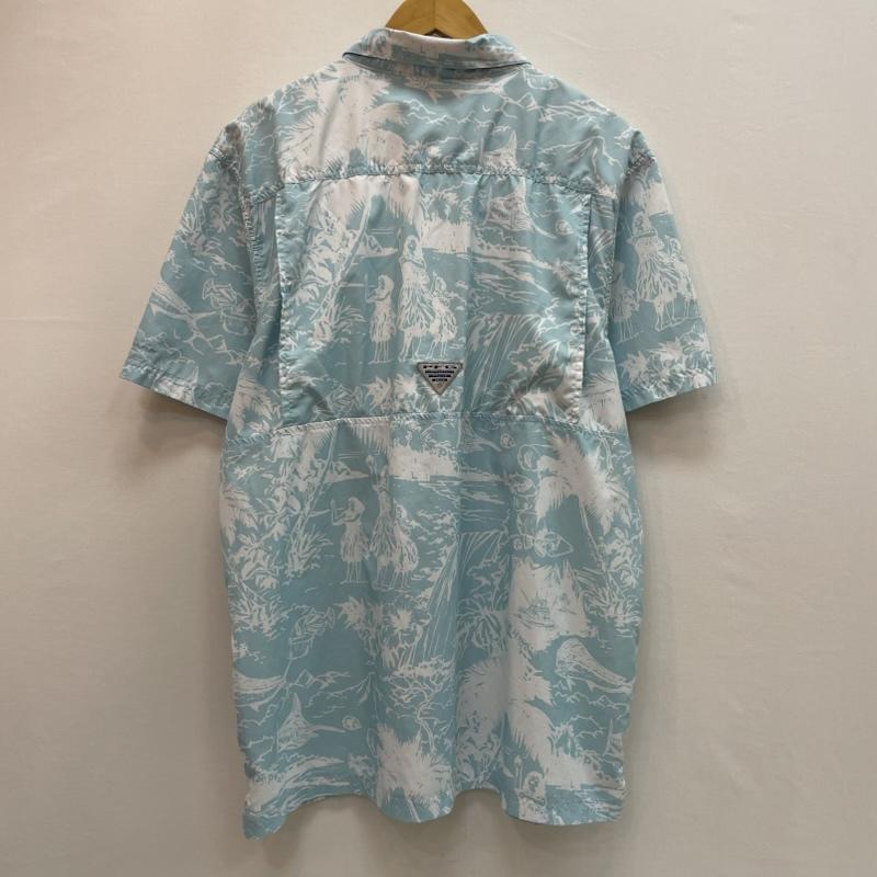 コロンビア Columbia シャツ、ブラウス 半袖 ハワイアン プリント シャツ PFG L 総柄 水色 / ライトブルー / X 白 / ホワイト / white メンズ USED 古着 中古 50163157