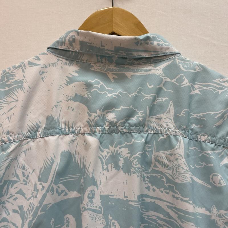 コロンビア Columbia シャツ、ブラウス 半袖 ハワイアン プリント シャツ PFG L 総柄 水色 / ライトブルー / X 白 / ホワイト / white メンズ USED 古着 中古 50163157