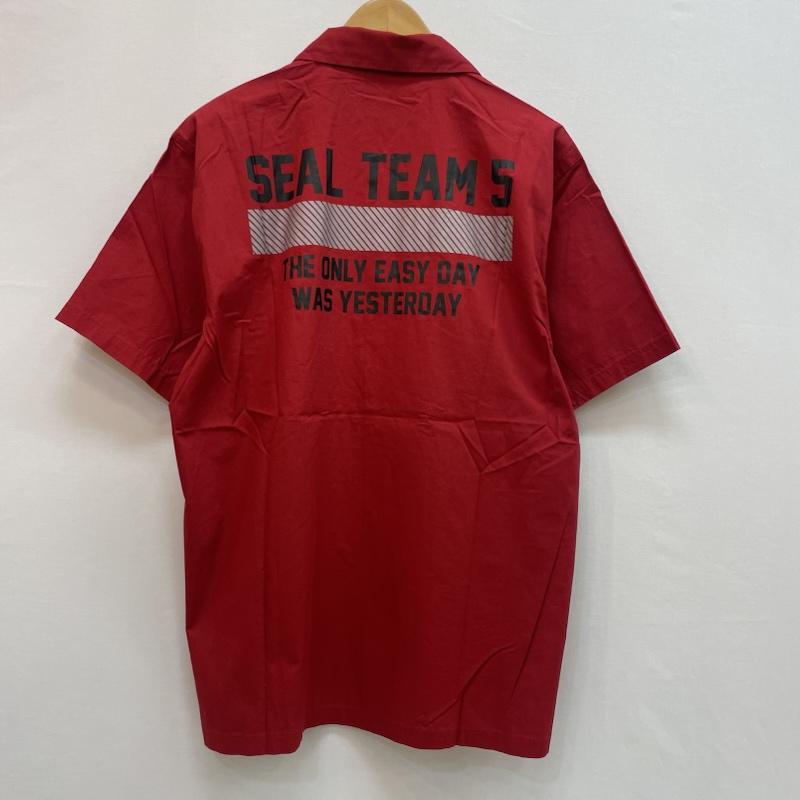 アヴィレックス AVIREX シャツ、ブラウス 半袖 SEAL TEAM ワッペン ミリタリー 半袖 シャツ 胸ポケット 刺繍 バック プリント L 無地 X ロゴ、文字 X プリント 赤 / レッド / red メンズ USED 古着 中古 50163163