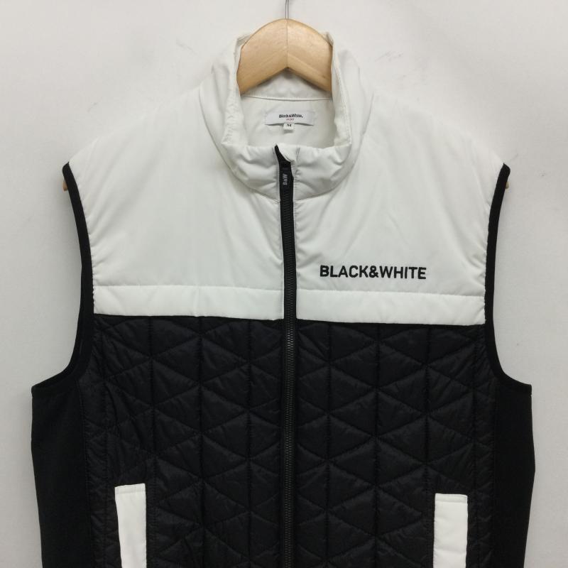 古着 USED ベスト ベスト BLACK&WHITE ブラック アンド ホワイト BGF1003WT フロントキルティング切替 ウインド中綿ベスト M ロゴ、文字 白 / ホワイト / white X 黒 / ブラック / black メンズ USED 古着 中古 50163167