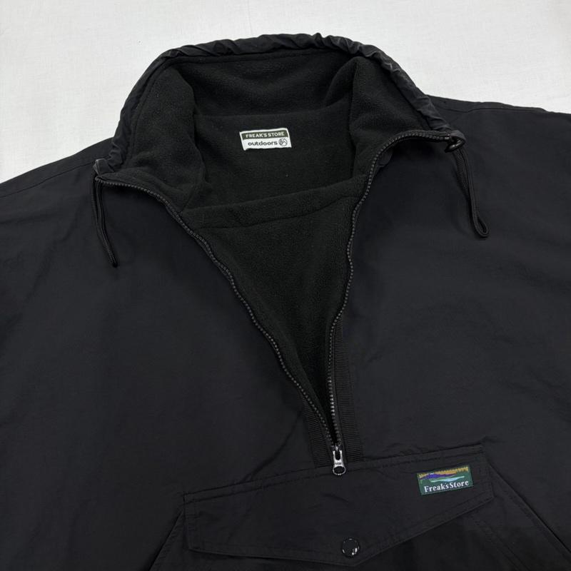 フリークスストア FREAK S STORE ジャケット、上着 ジャンパー、ブルゾン OUTDOORS アノラック ナイロンパーカー フリース ユニセックス ハーフジップ プルオーバー FREE ワンポイント X ロゴ、文字 黒 / ブラック / black レディース USED 古着 中古 50163171