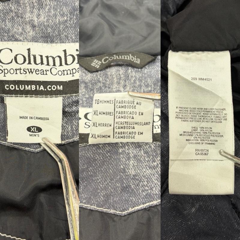 コロンビア Columbia ジャケット、上着 ジャンパー、ブルゾン デニム風 フェイク マウンテンパーカー ナイロン ジャケット OMNI-TECH スノボ ウェア XL ワンポイント X ロゴ、文字 X 刺繍 紺 / ネイビー / navy メンズ USED 古着 中古 50163174