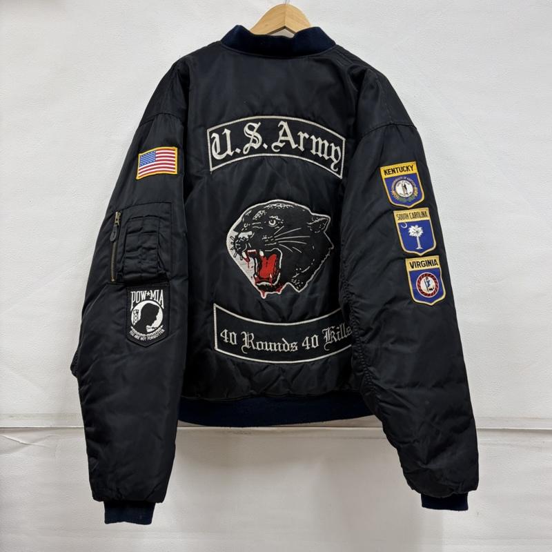 ミリタリー ミリタリー ジャケット、上着 フライトジャケット US ARMY 80s 90s MA-1 刺繍 パッチ フライトジャケット ナイロン ブルゾン ヴィンテージ ROTHCO ロスコ 3XL 3L ロゴ、文字 X 刺繍 黒 / ブラック / black X マルチカラー / マルチカラー / multicolor メンズ USED 古着 中古 50163175