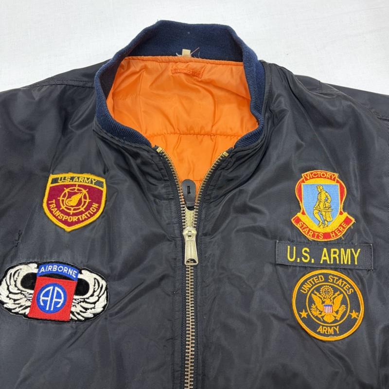 ミリタリー ミリタリー ジャケット、上着 フライトジャケット US ARMY 80s 90s MA-1 刺繍 パッチ フライトジャケット ナイロン ブルゾン ヴィンテージ ROTHCO ロスコ 3XL 3L ロゴ、文字 X 刺繍 黒 / ブラック / black X マルチカラー / マルチカラー / multicolor メンズ USED 古着 中古 50163175