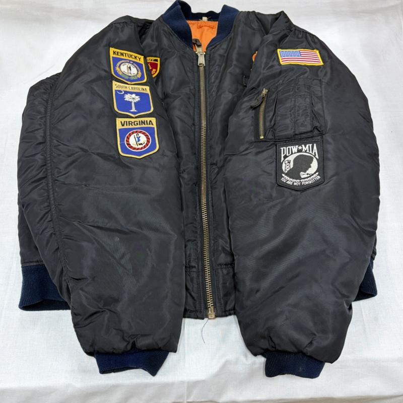 ミリタリー ミリタリー ジャケット、上着 フライトジャケット US ARMY 80s 90s MA-1 刺繍 パッチ フライトジャケット ナイロン ブルゾン ヴィンテージ ROTHCO ロスコ 3XL 3L ロゴ、文字 X 刺繍 黒 / ブラック / black X マルチカラー / マルチカラー / multicolor メンズ USED 古着 中古 50163175