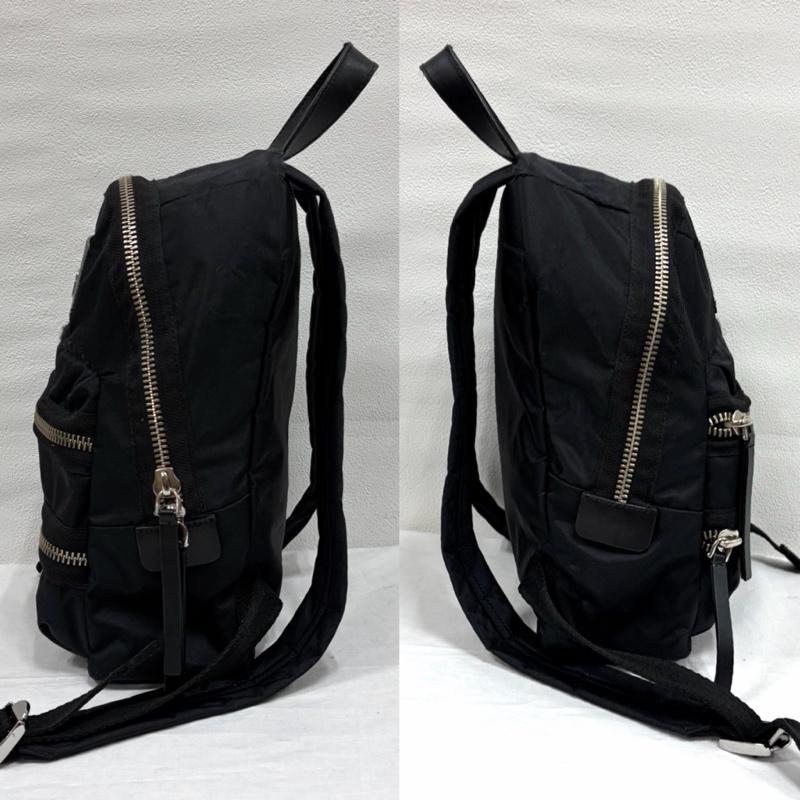 マークジェイコブス MARCJACOBS リュックサック、デイパック リュックサック、デイバッグ ナイロン バイカー ミニ バッグ リュック ロゴ ジップ レザーパッチ バックパック - ワンポイント X ロゴ、文字 黒 / ブラック / black X 銀 / シルバー / silver color レディース USED 古着 中古 50163176