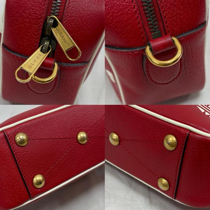 グッチ GUCCI ショルダーバッグ ショルダーバッグ adidas コラボ スモール レザー ショルダーバッグ トレフォイル ロゴ スクエア - ロゴ、文字 赤 / レッド / red X 白 / ホワイト / white X 緑 / グリーン / green X 金 / ゴールド / gold color レディース USED 古着 中古 50163178
