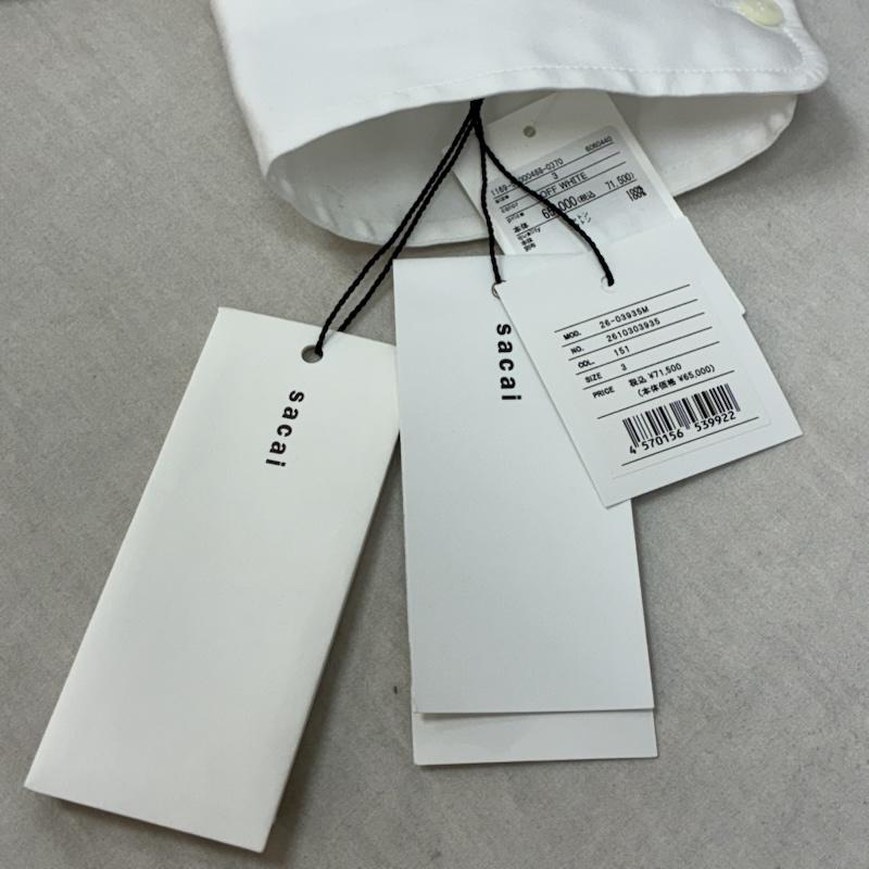 サカイ Sacai シャツ、ブラウス 長袖 26ss Poplin Shirt ポプリン シャツ 26-03935M タグ付き 定価￥71,500 3 メンズ USED 古着 中古 50163179